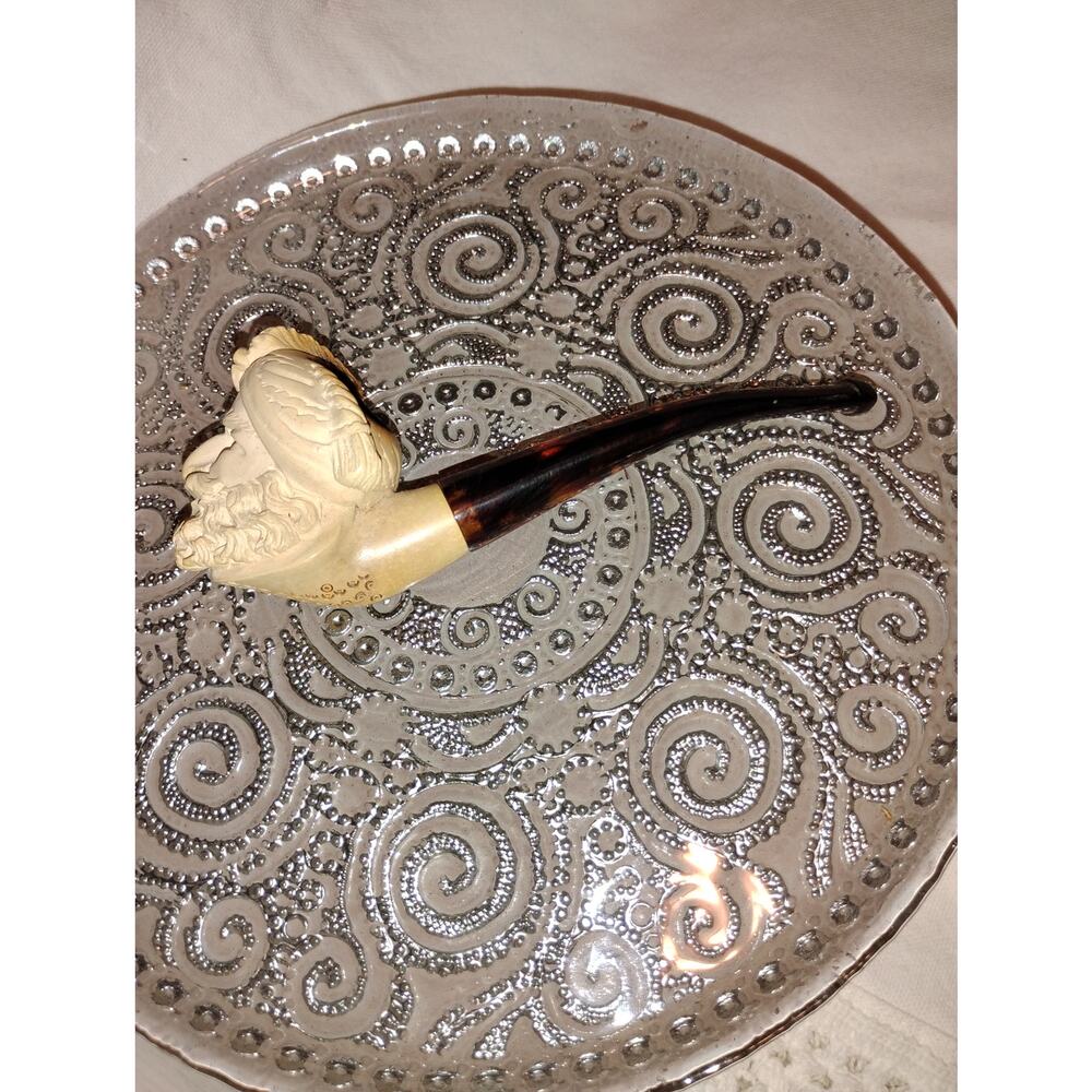 Vintage Hand-Carved Meerschaum Pipe - Bearded Sultan Head